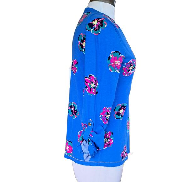 Lilly Pulitzer Janelle Roll Tab Sleeve Top Of Corsage Royce Blue - Picture 3 of 9